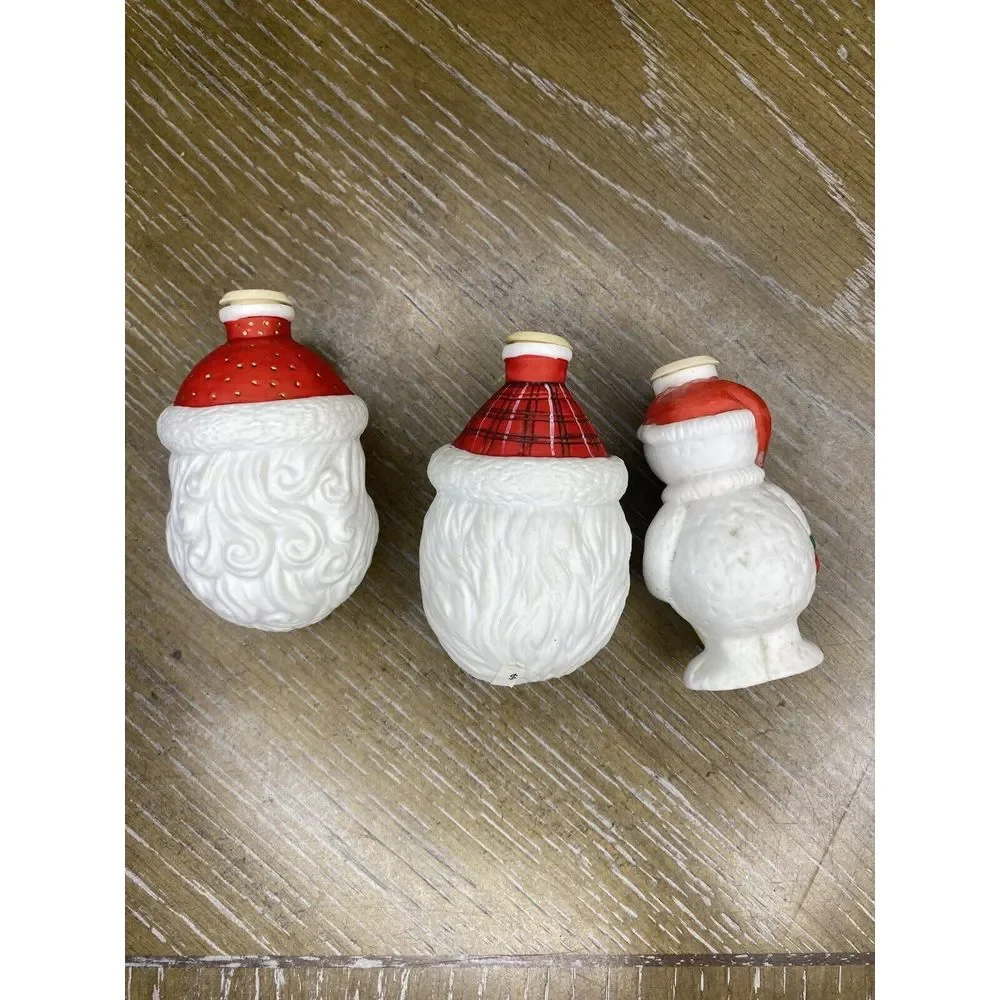 3 Old World Porcelain Christmas Light Covers Santa‎ Snowman Skiing